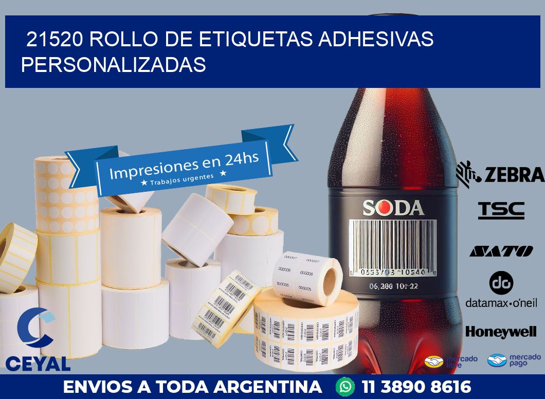 21520 ROLLO DE ETIQUETAS ADHESIVAS PERSONALIZADAS