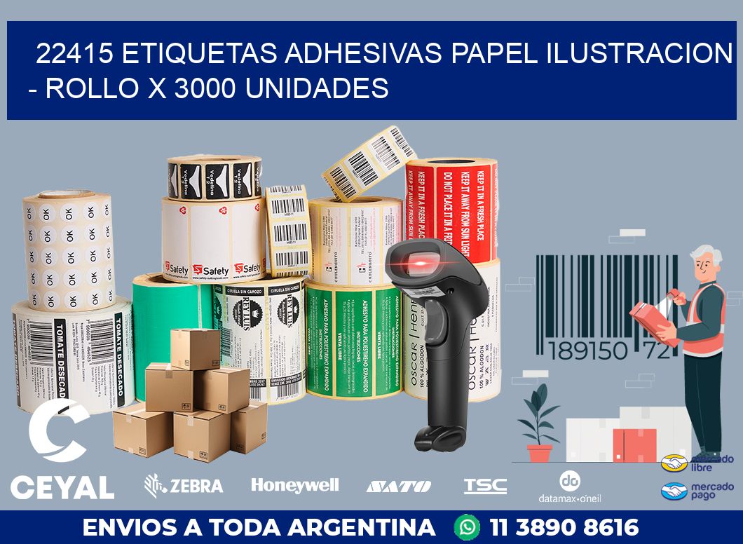 22415 ETIQUETAS ADHESIVAS PAPEL ILUSTRACION - ROLLO X 3000 UNIDADES