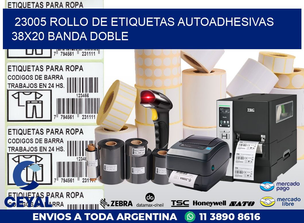23005 ROLLO DE ETIQUETAS AUTOADHESIVAS 38X20 BANDA DOBLE