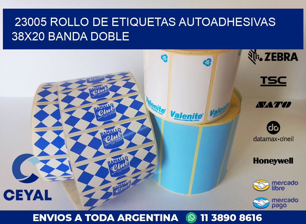 23005 ROLLO DE ETIQUETAS AUTOADHESIVAS 38X20 BANDA DOBLE