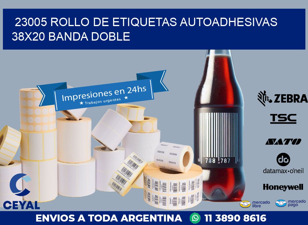 23005 ROLLO DE ETIQUETAS AUTOADHESIVAS 38X20 BANDA DOBLE