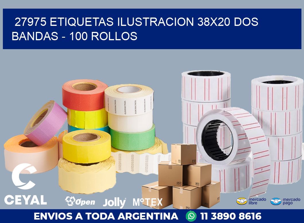 27975 ETIQUETAS ILUSTRACION 38X20 DOS BANDAS - 100 ROLLOS