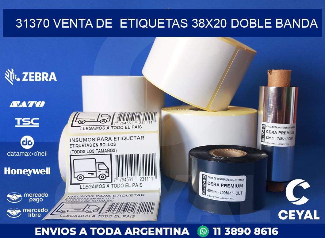 31370 VENTA DE  ETIQUETAS 38X20 DOBLE BANDA