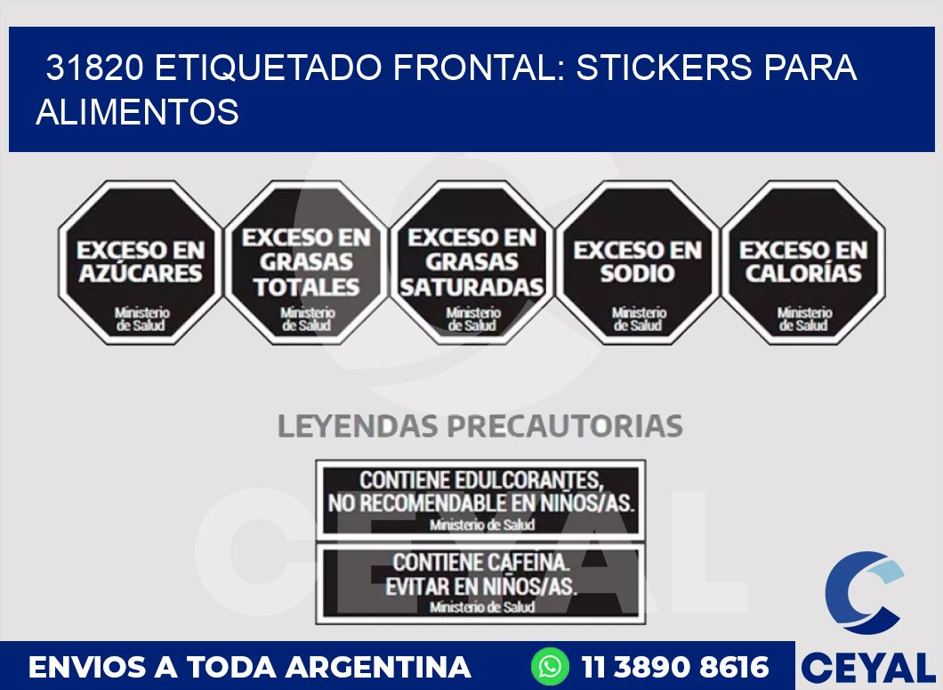 31820 ETIQUETADO FRONTAL: STICKERS PARA ALIMENTOS