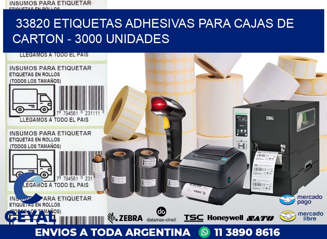 33820 ETIQUETAS ADHESIVAS PARA CAJAS DE CARTON – 3000 UNIDADES