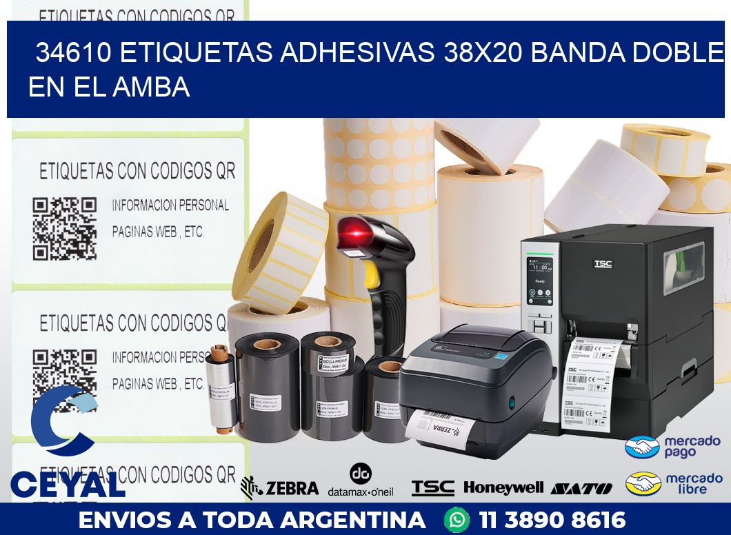 34610 ETIQUETAS ADHESIVAS 38X20 BANDA DOBLE EN EL AMBA