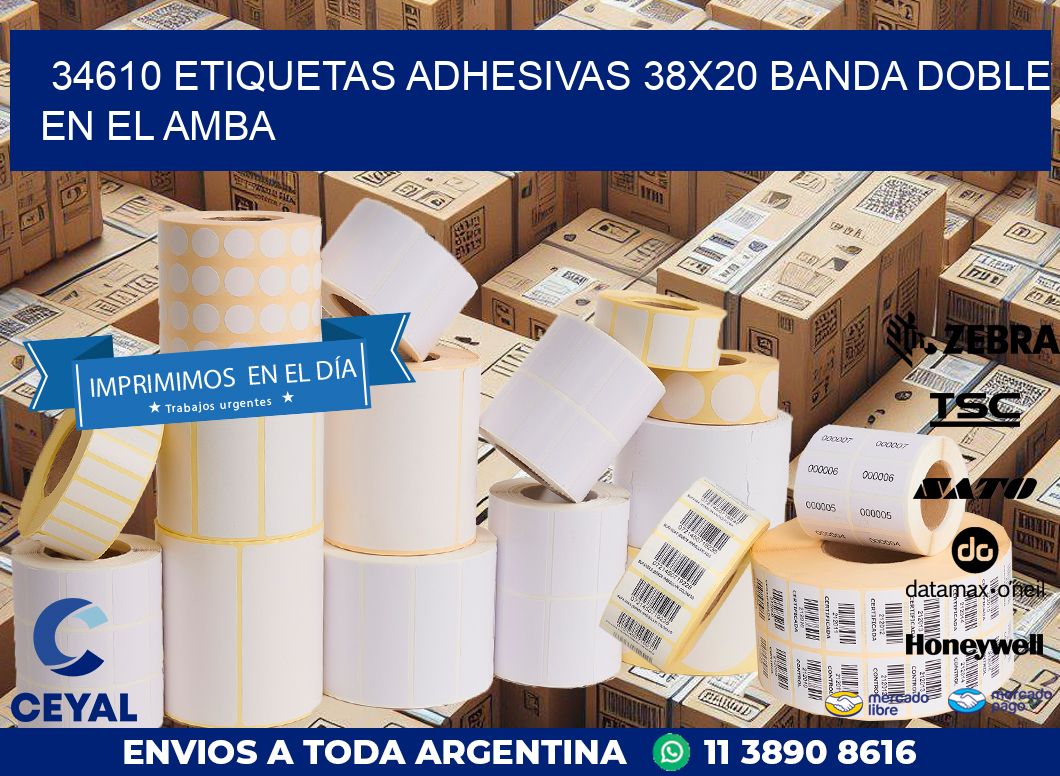 34610 ETIQUETAS ADHESIVAS 38X20 BANDA DOBLE EN EL AMBA