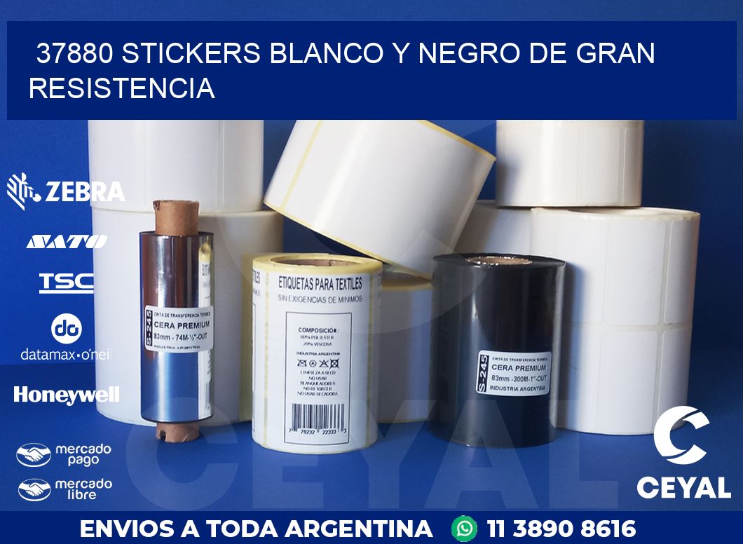 37880 STICKERS BLANCO Y NEGRO DE GRAN RESISTENCIA