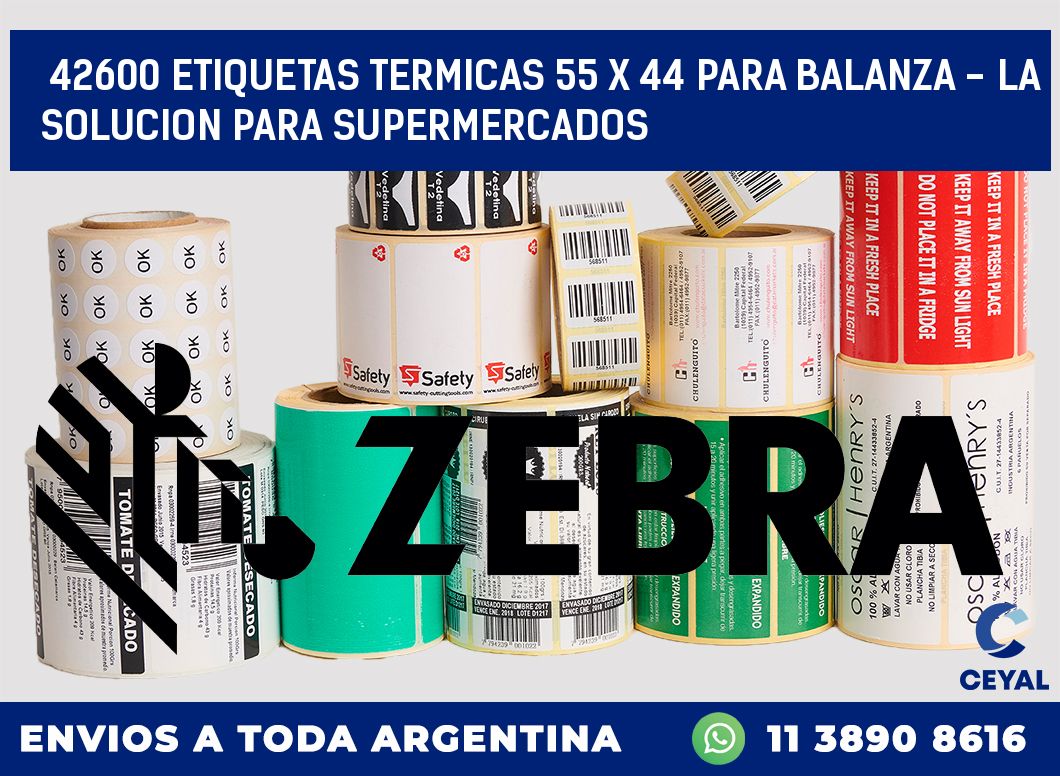 42600 ETIQUETAS TERMICAS 55 X 44 PARA BALANZA - LA SOLUCION PARA SUPERMERCADOS