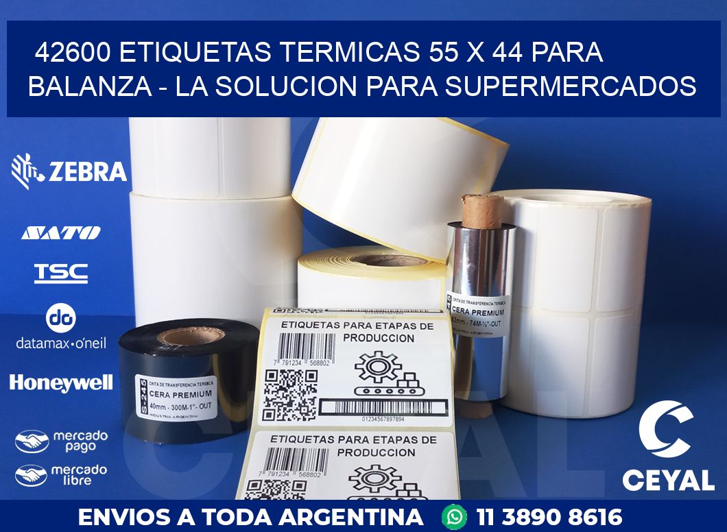 42600 ETIQUETAS TERMICAS 55 X 44 PARA BALANZA – LA SOLUCION PARA SUPERMERCADOS