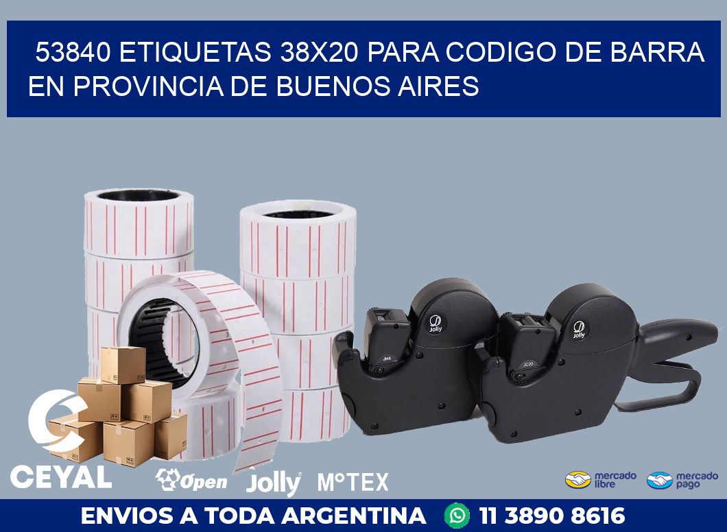 53840 ETIQUETAS 38X20 PARA CODIGO DE BARRA EN PROVINCIA DE BUENOS AIRES