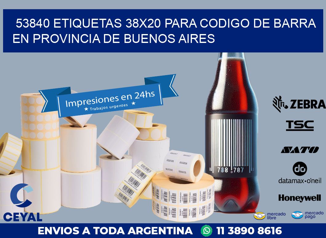 53840 ETIQUETAS 38X20 PARA CODIGO DE BARRA EN PROVINCIA DE BUENOS AIRES