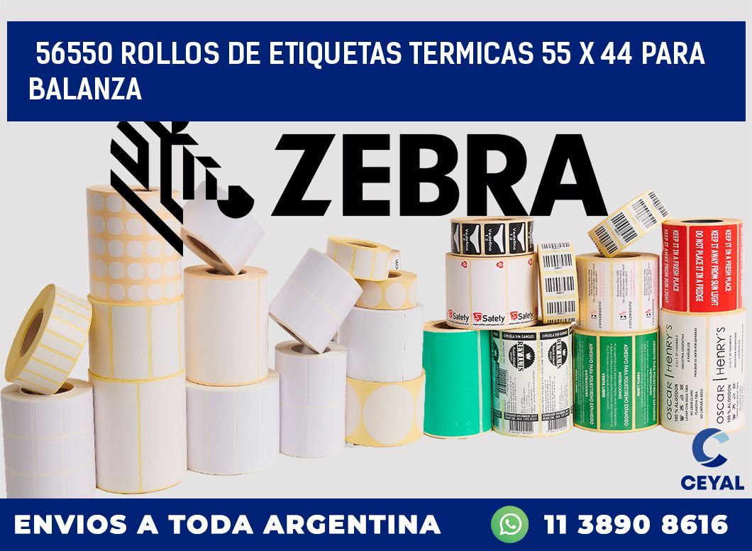 56550 ROLLOS DE ETIQUETAS TERMICAS 55 X 44 PARA BALANZA