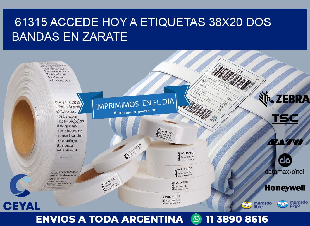 61315 ACCEDE HOY A ETIQUETAS 38X20 DOS BANDAS EN ZARATE