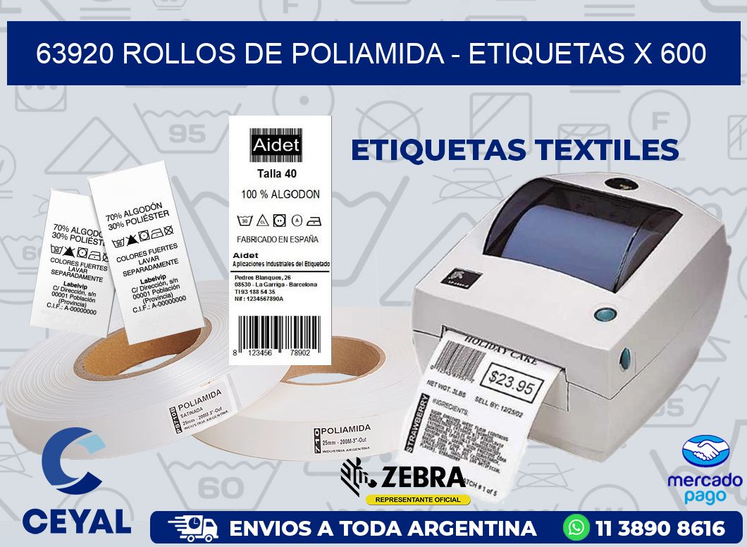 63920 ROLLOS DE POLIAMIDA - ETIQUETAS X 600