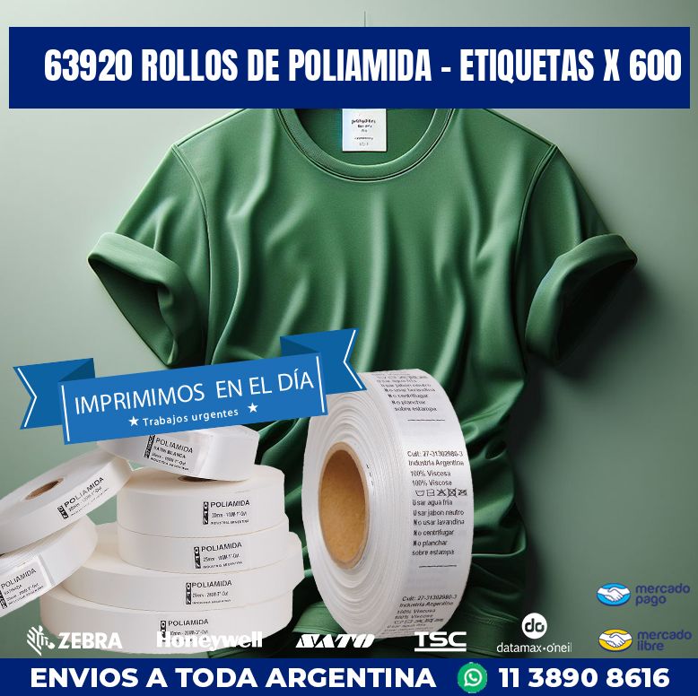63920 ROLLOS DE POLIAMIDA – ETIQUETAS X 600