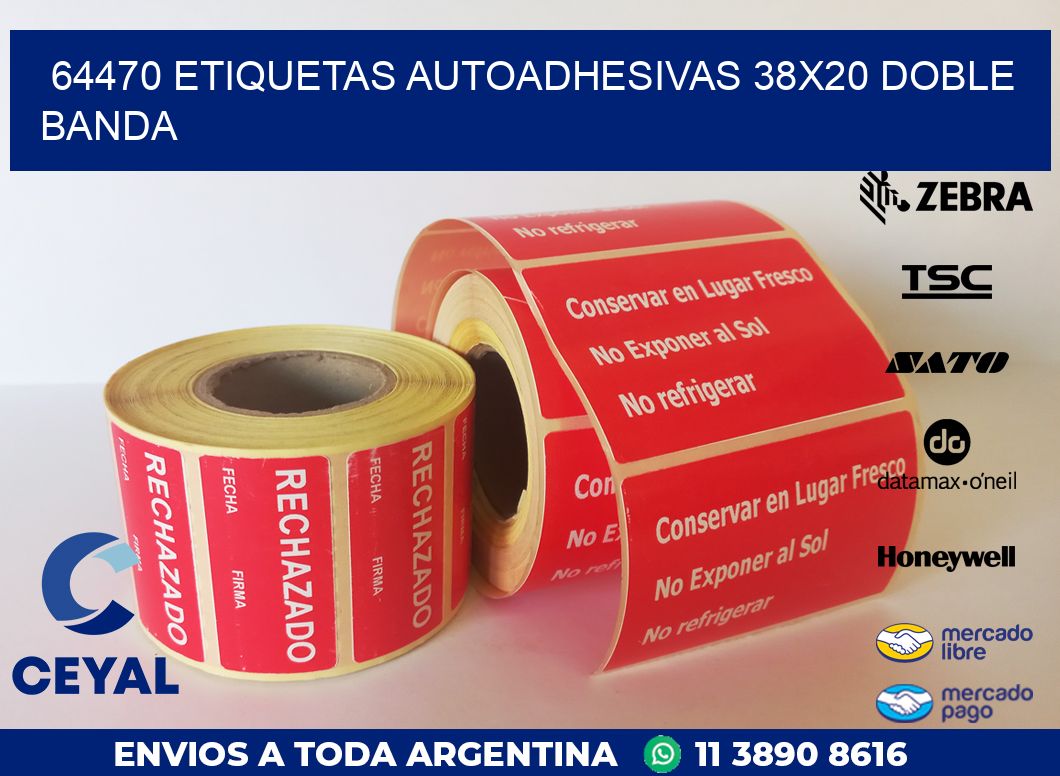 64470 ETIQUETAS AUTOADHESIVAS 38X20 DOBLE BANDA