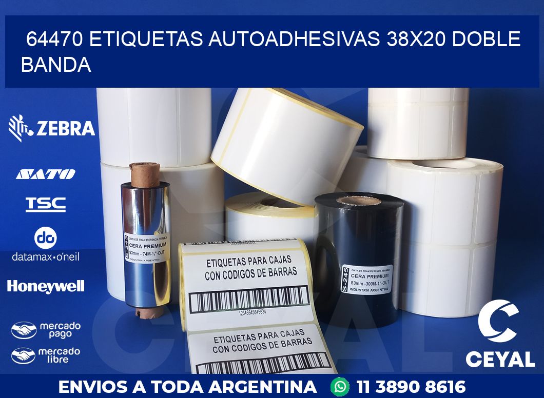 64470 ETIQUETAS AUTOADHESIVAS 38X20 DOBLE BANDA