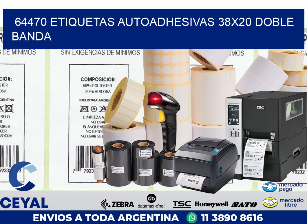 64470 ETIQUETAS AUTOADHESIVAS 38X20 DOBLE BANDA