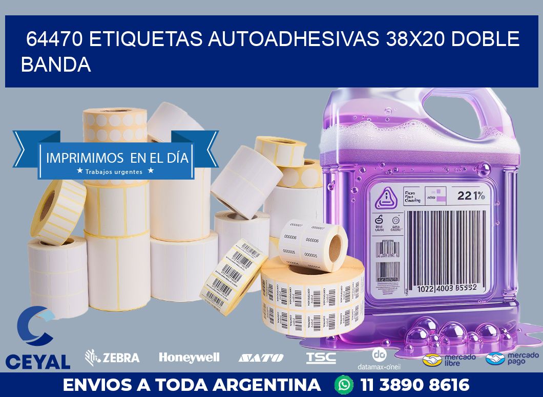 64470 ETIQUETAS AUTOADHESIVAS 38X20 DOBLE BANDA