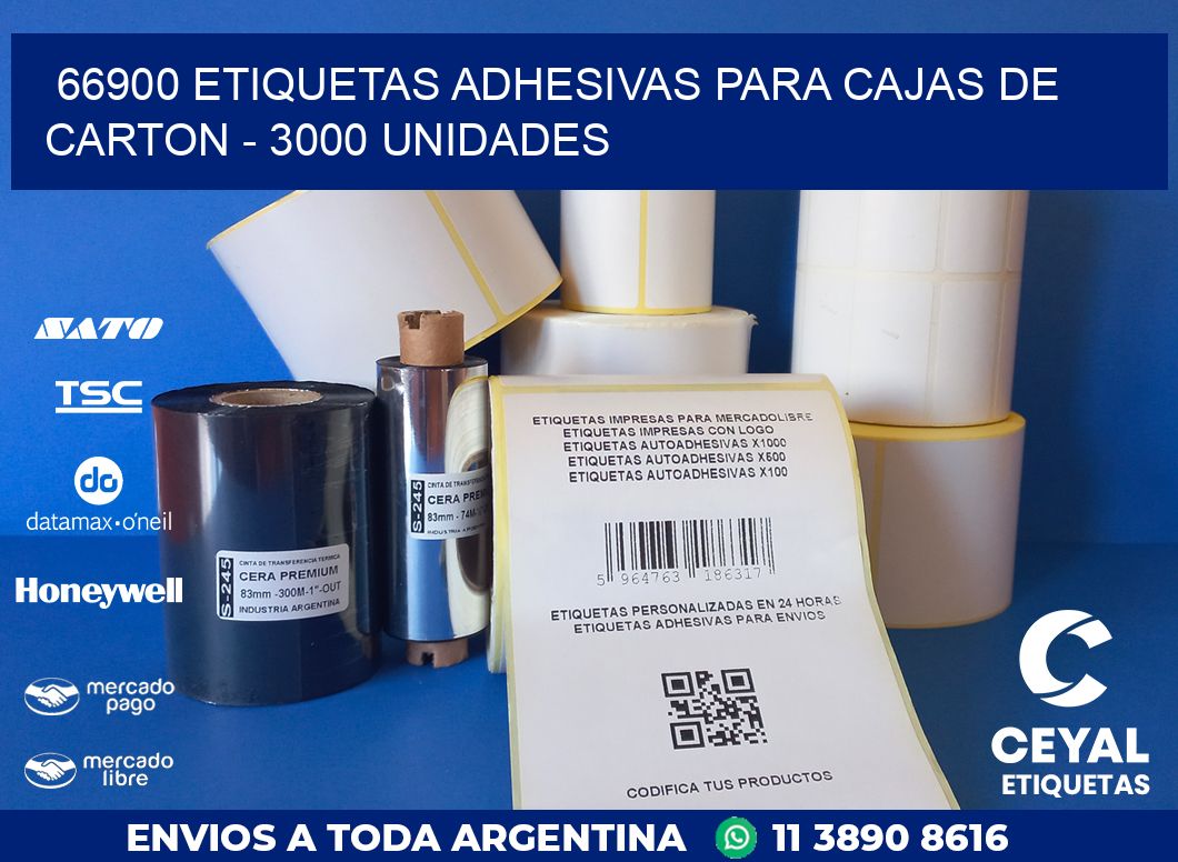 66900 ETIQUETAS ADHESIVAS PARA CAJAS DE CARTON - 3000 UNIDADES
