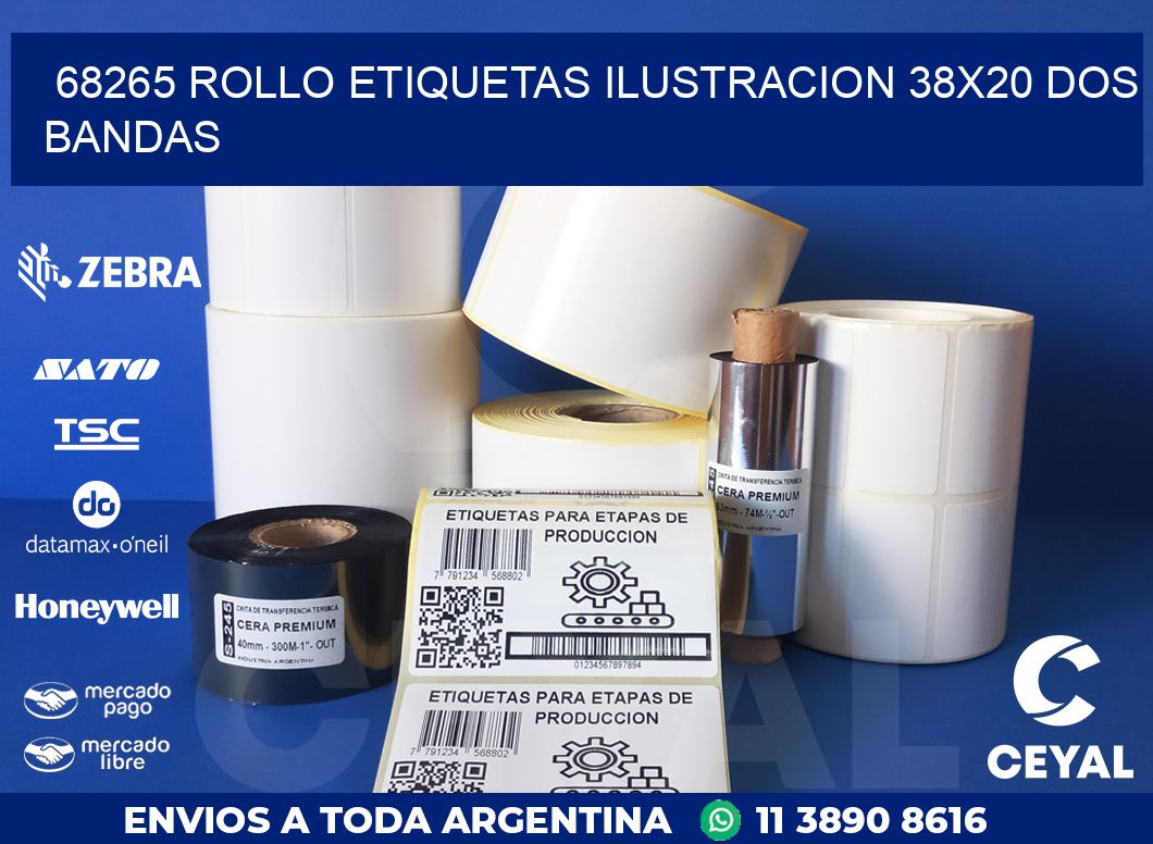 68265 ROLLO ETIQUETAS ILUSTRACION 38X20 DOS BANDAS