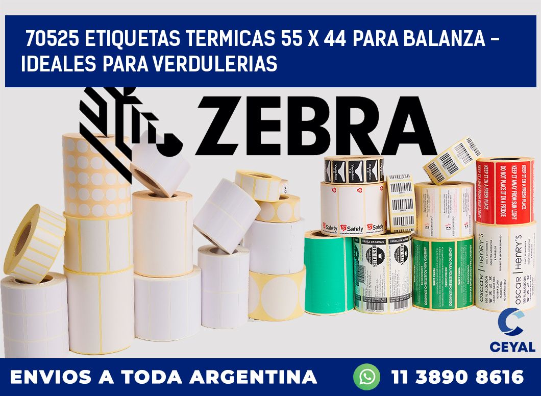 70525 ETIQUETAS TERMICAS 55 X 44 PARA BALANZA - IDEALES PARA VERDULERIAS