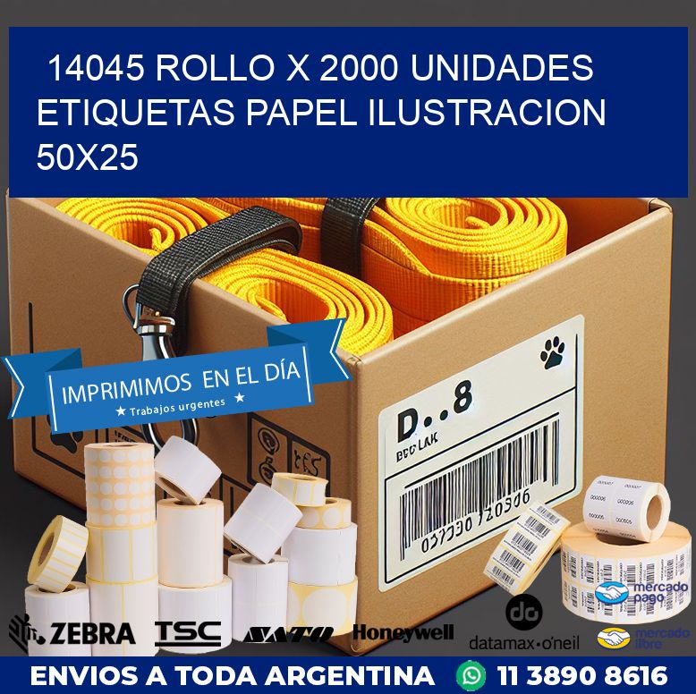 14045 ROLLO X 2000 UNIDADES ETIQUETAS PAPEL ILUSTRACION 50X25