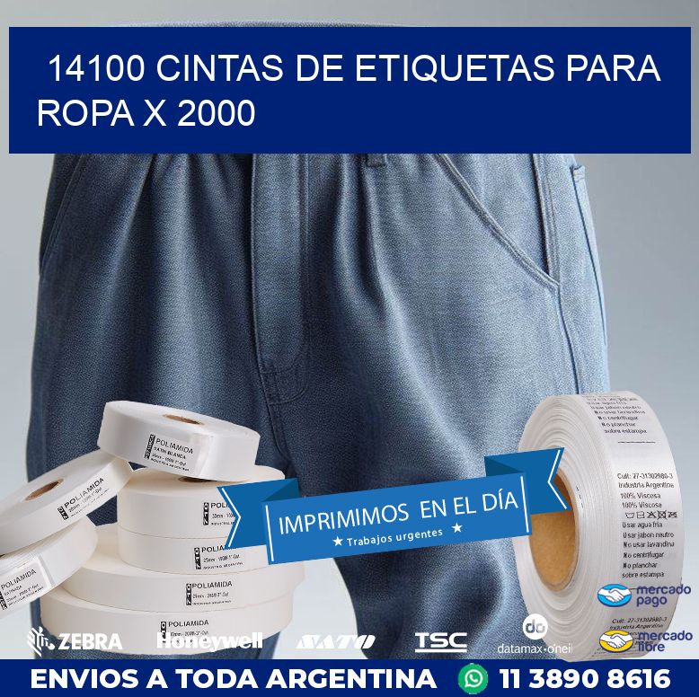 14100 CINTAS DE ETIQUETAS PARA ROPA X 2000