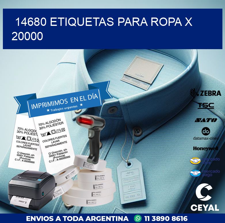 14680 ETIQUETAS PARA ROPA X 20000