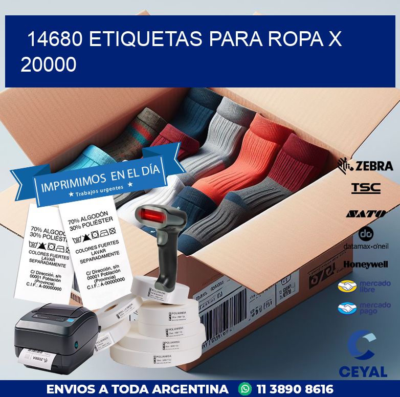 14680 ETIQUETAS PARA ROPA X 20000