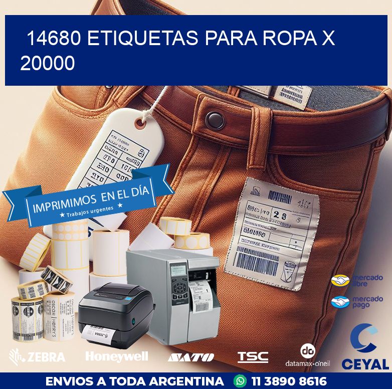 14680 ETIQUETAS PARA ROPA X 20000