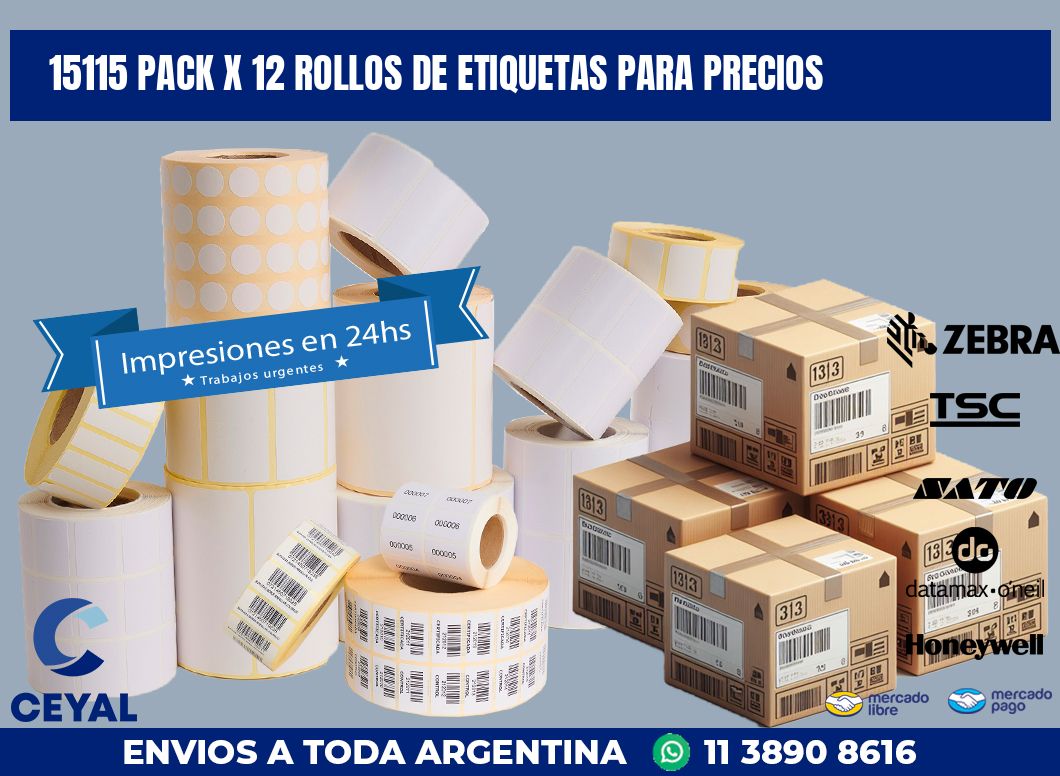 15115 PACK X 12 ROLLOS DE ETIQUETAS PARA PRECIOS
