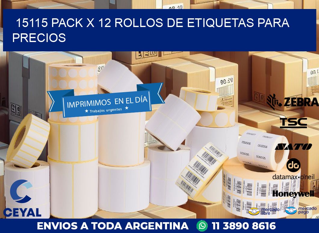 15115 PACK X 12 ROLLOS DE ETIQUETAS PARA PRECIOS
