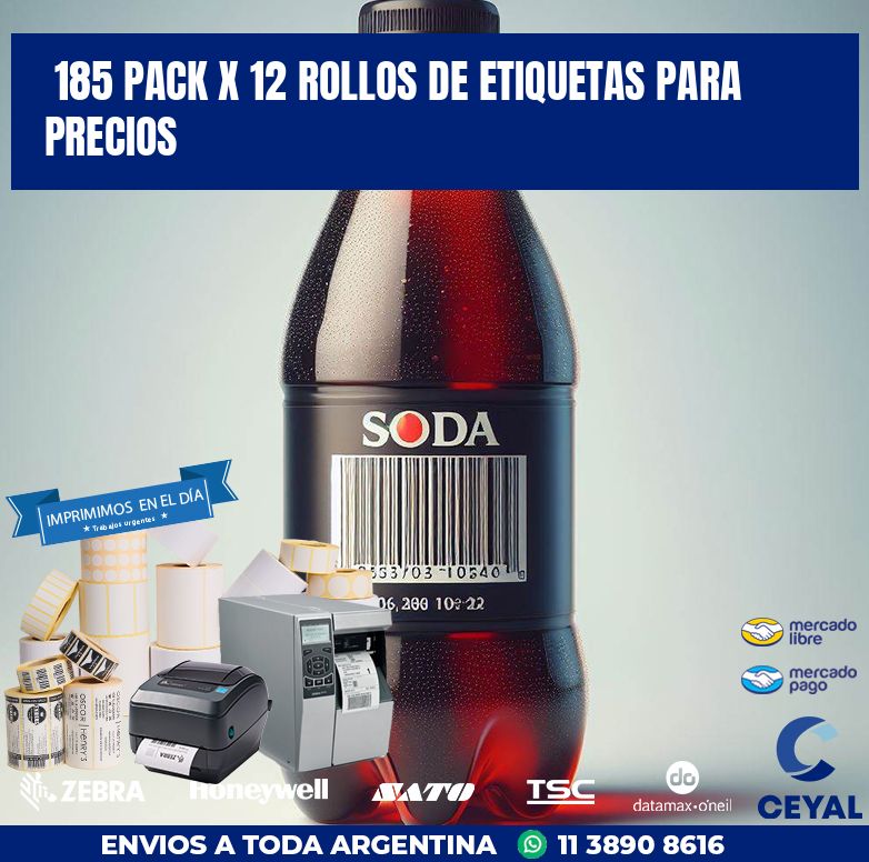 185 PACK X 12 ROLLOS DE ETIQUETAS PARA PRECIOS