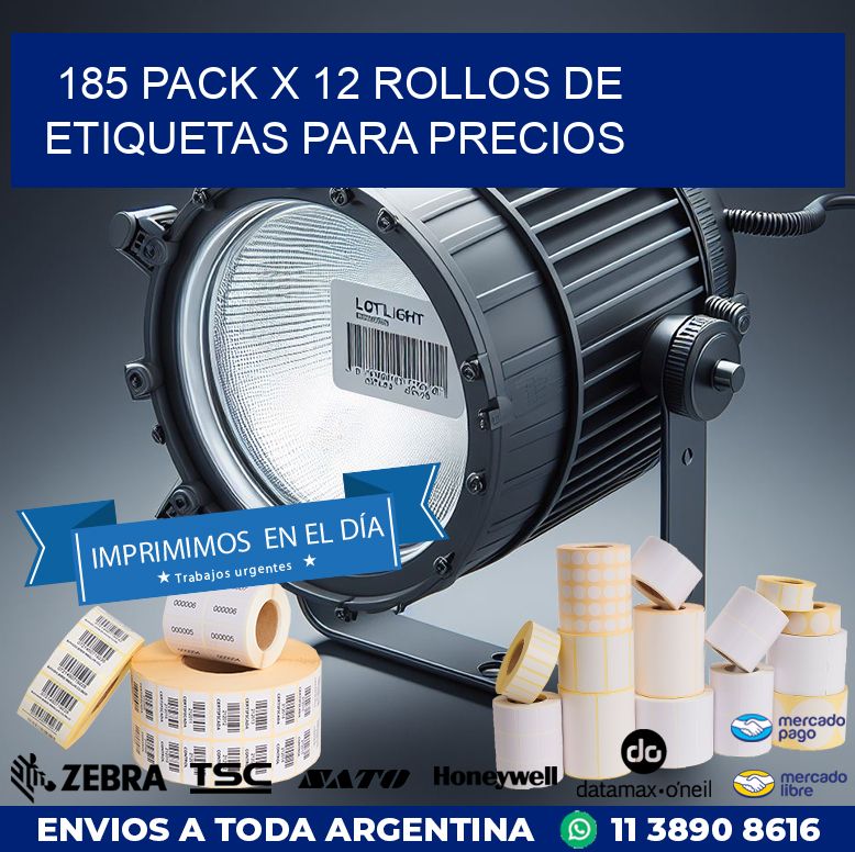 185 PACK X 12 ROLLOS DE ETIQUETAS PARA PRECIOS