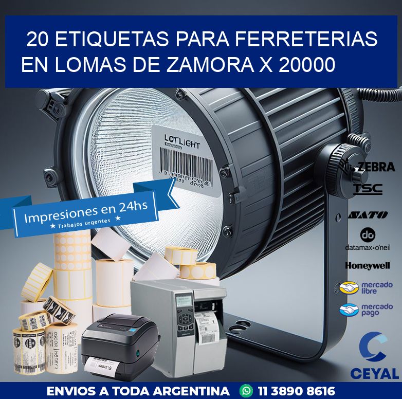20 ETIQUETAS PARA FERRETERIAS EN LOMAS DE ZAMORA X 20000