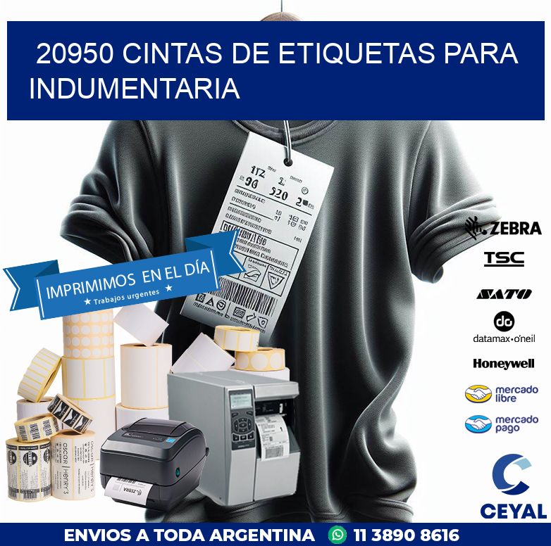 20950 CINTAS DE ETIQUETAS PARA INDUMENTARIA