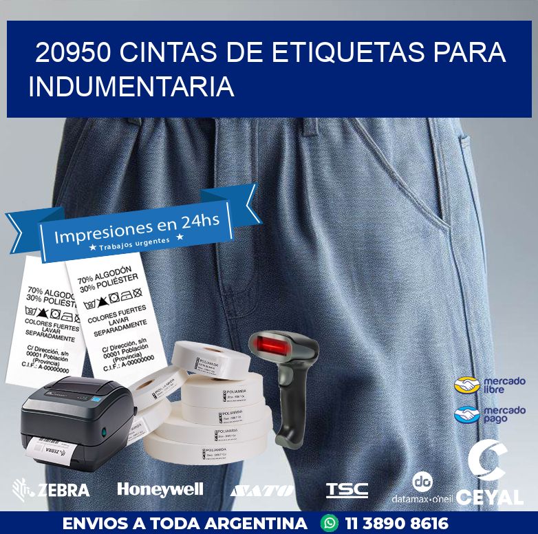 20950 CINTAS DE ETIQUETAS PARA INDUMENTARIA