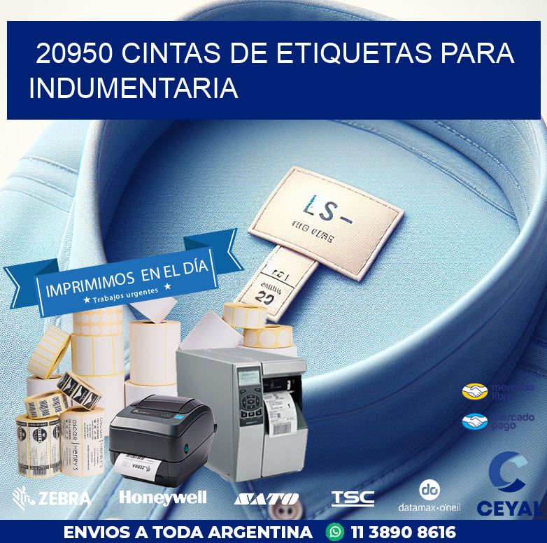 20950 CINTAS DE ETIQUETAS PARA INDUMENTARIA