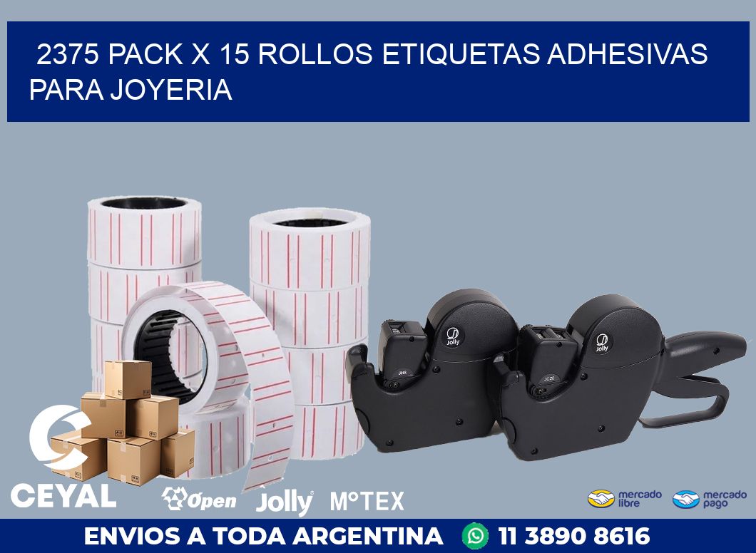 2375 PACK X 15 ROLLOS ETIQUETAS ADHESIVAS PARA JOYERIA