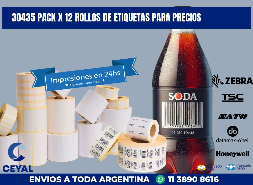 30435 PACK X 12 ROLLOS DE ETIQUETAS PARA PRECIOS