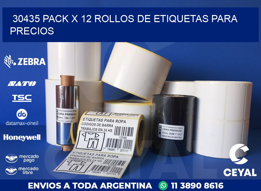 30435 PACK X 12 ROLLOS DE ETIQUETAS PARA PRECIOS