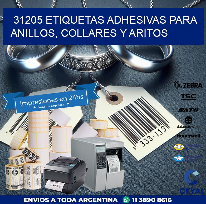 31205 ETIQUETAS ADHESIVAS PARA ANILLOS, COLLARES Y ARITOS