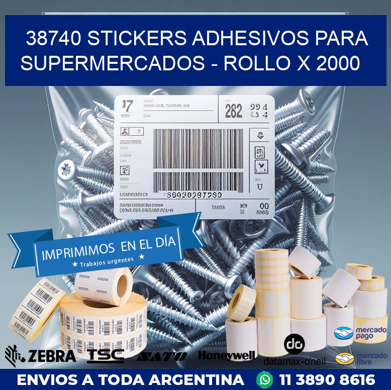 38740 STICKERS ADHESIVOS PARA SUPERMERCADOS - ROLLO X 2000