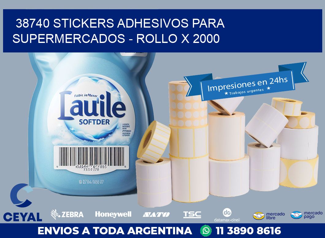 38740 STICKERS ADHESIVOS PARA SUPERMERCADOS - ROLLO X 2000