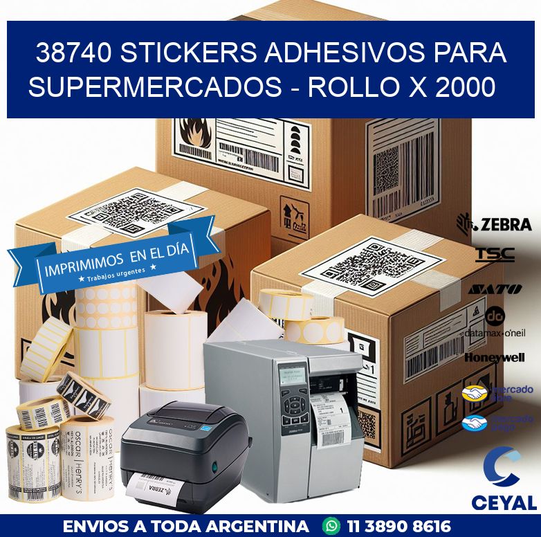 38740 STICKERS ADHESIVOS PARA SUPERMERCADOS - ROLLO X 2000