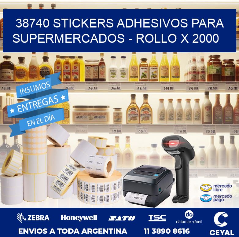 38740 STICKERS ADHESIVOS PARA SUPERMERCADOS – ROLLO X 2000