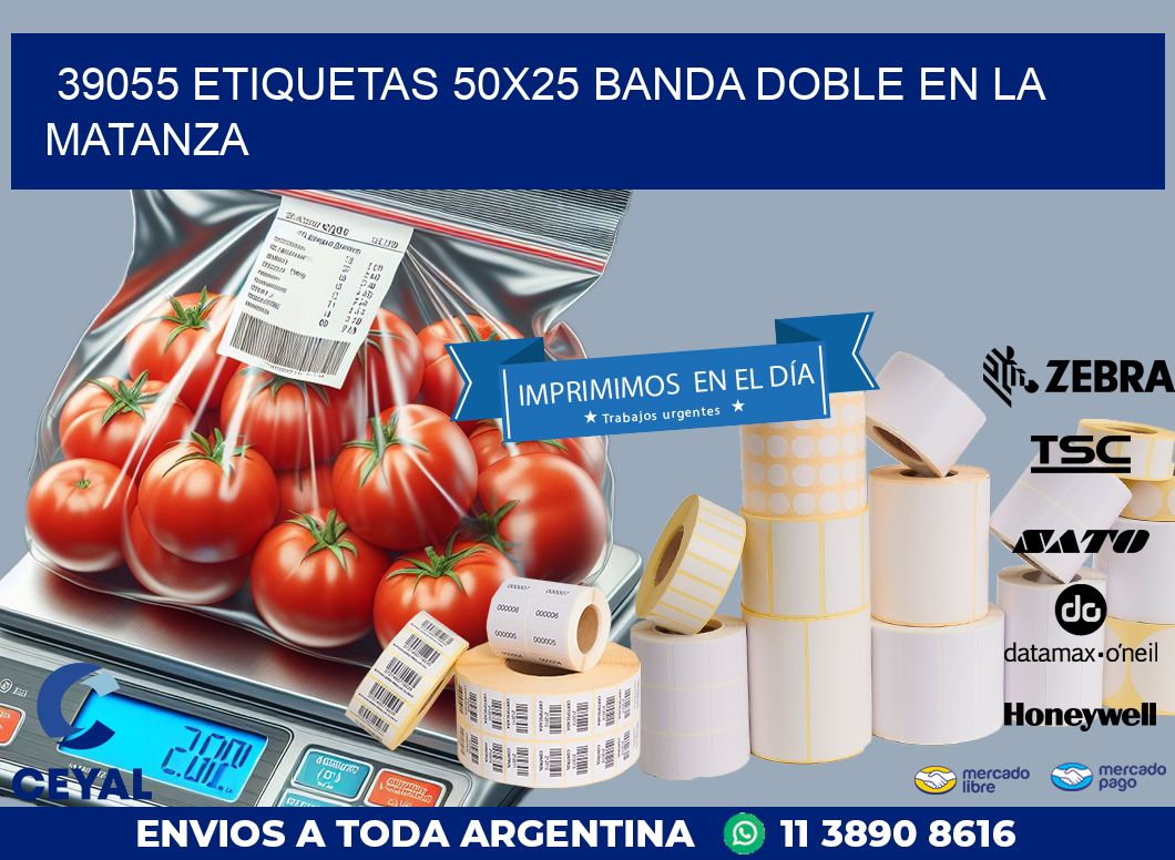 39055 ETIQUETAS 50X25 BANDA DOBLE EN LA MATANZA
