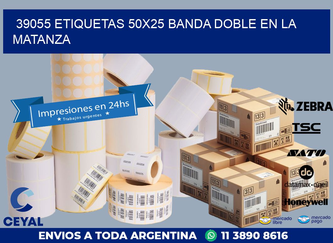 39055 ETIQUETAS 50X25 BANDA DOBLE EN LA MATANZA